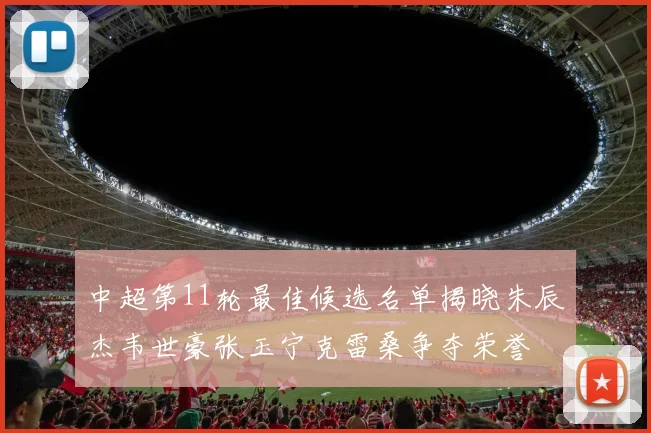 中超第11轮最佳候选名单揭晓朱辰杰韦世豪张玉宁克雷桑争夺荣誉